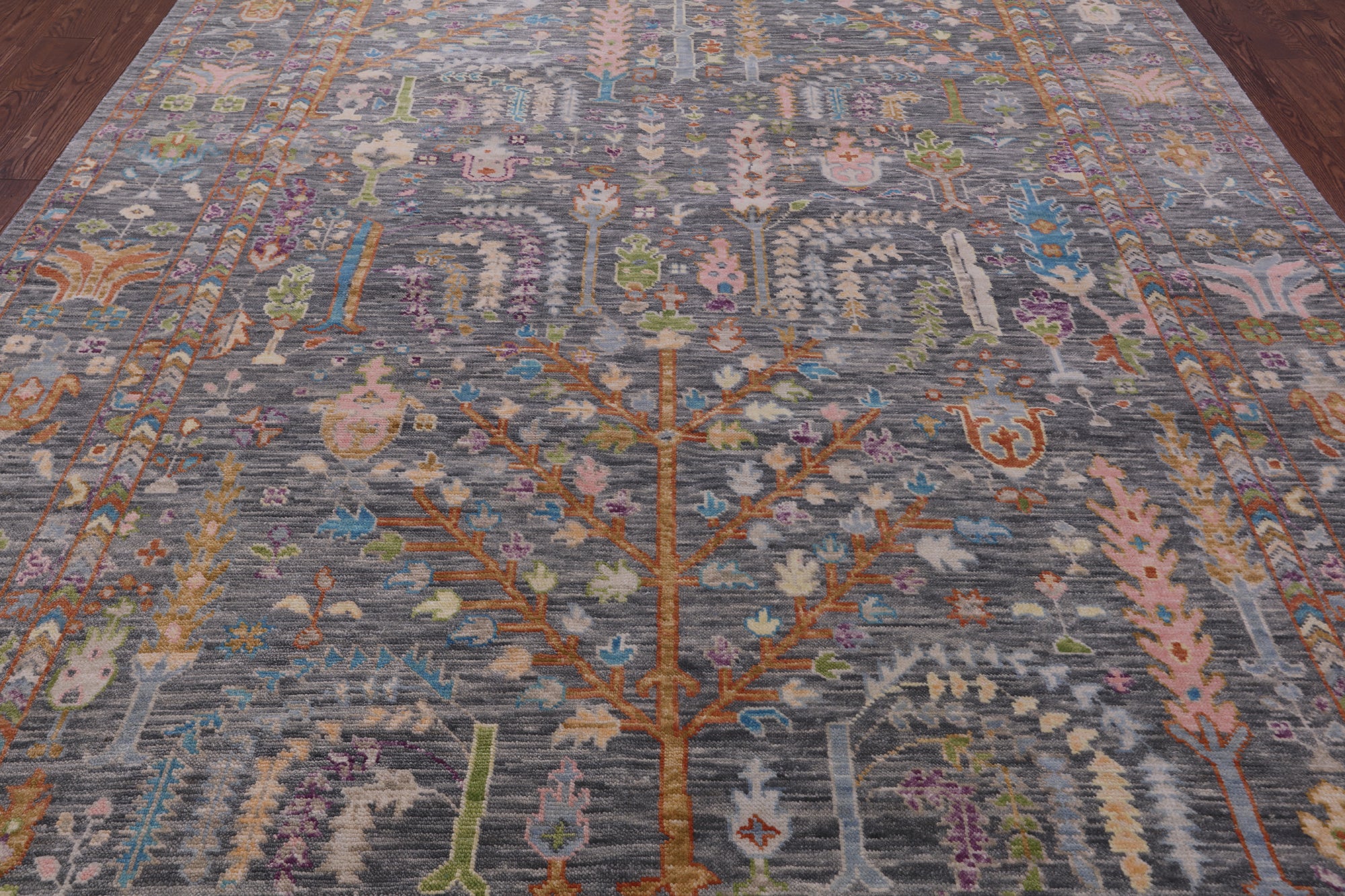 Grey Turkish Oushak Hand Knotted Wool Rug - 8' 10" X 12' 1" - Golden Nile