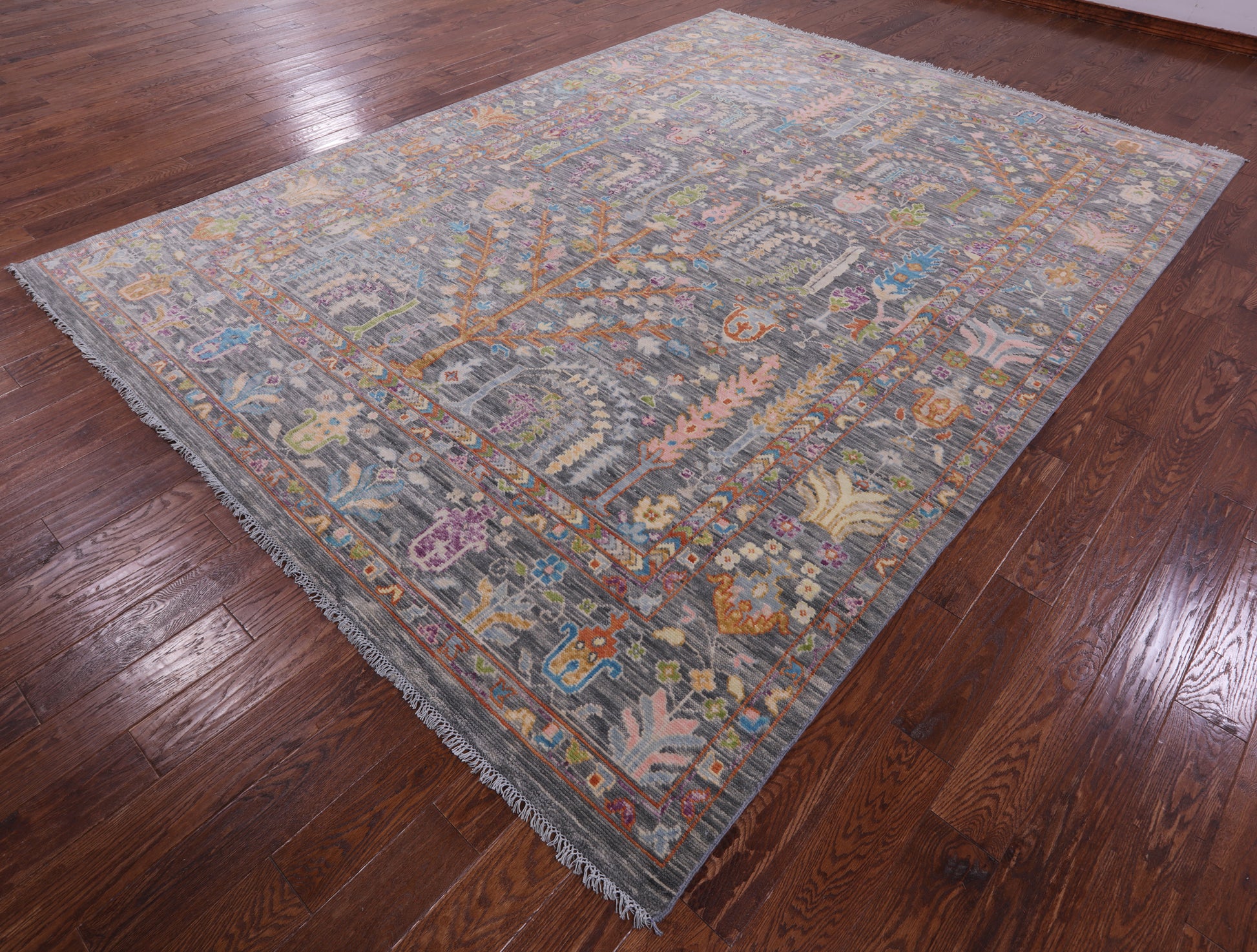 Grey Turkish Oushak Hand Knotted Wool Rug - 8' 10" X 12' 1" - Golden Nile