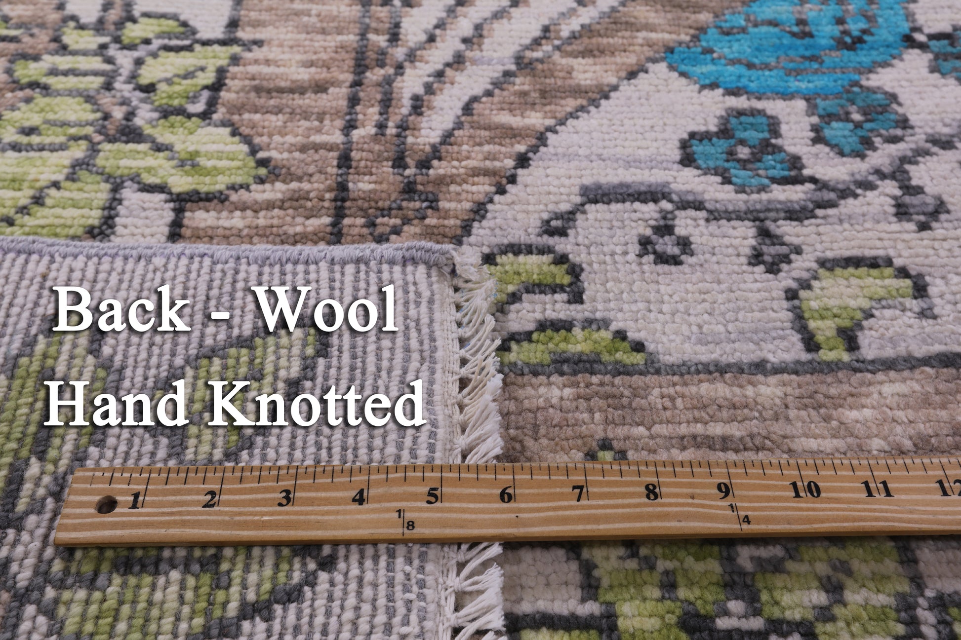 Ivory William Morris Hand Knotted Wool Rug - 10' 1" X 13' 10" - Golden Nile