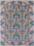 Ivory William Morris Hand Knotted Wool Rug - 10' 1" X 13' 10" - Golden Nile