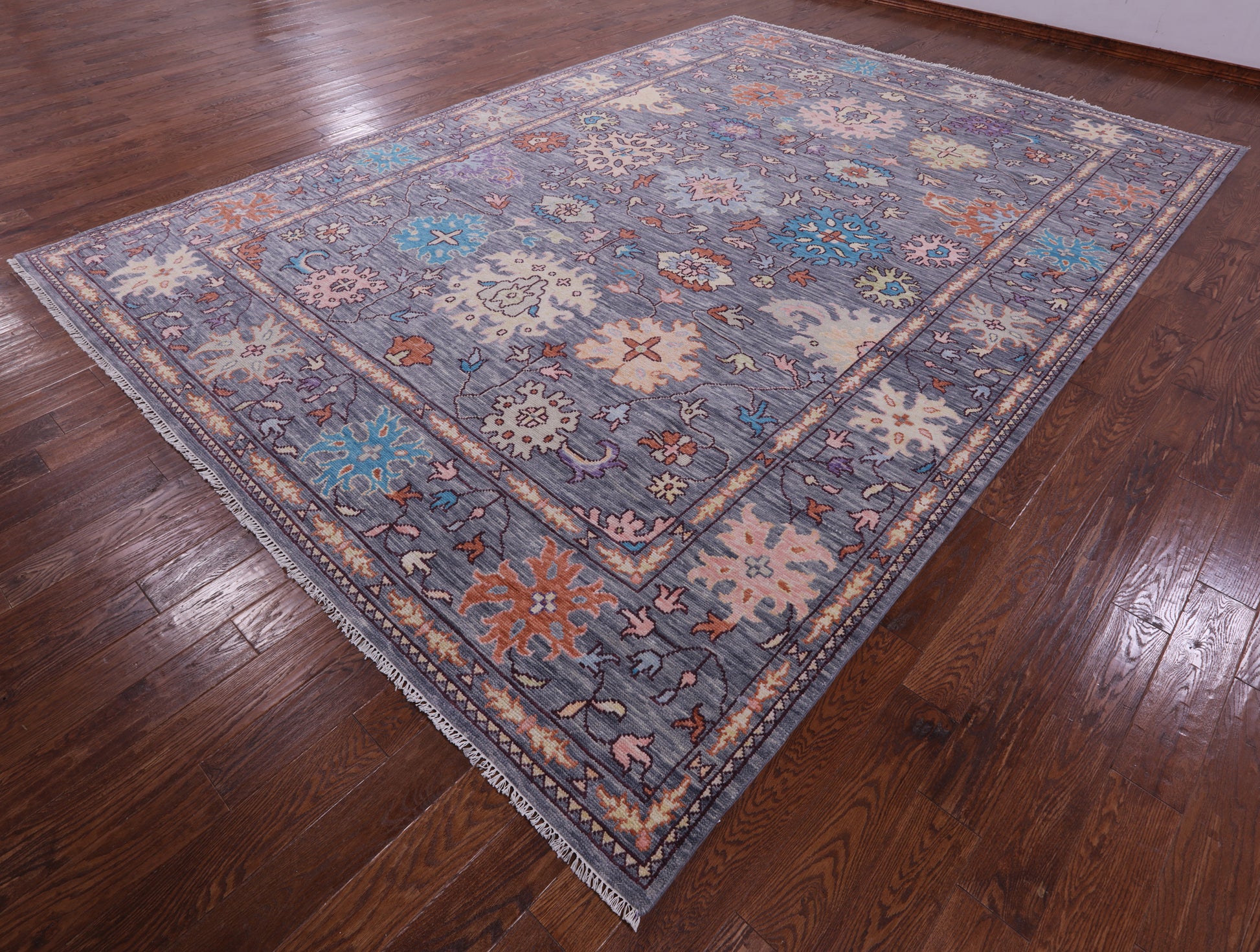 Grey Turkish Oushak Hand Knotted Wool Rug - 10' 0" X 14' 3" - Golden Nile