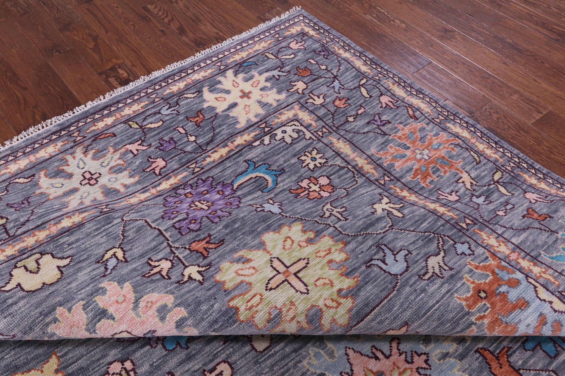Grey Turkish Oushak Hand Knotted Wool Rug - 10' 0" X 14' 3" - Golden Nile