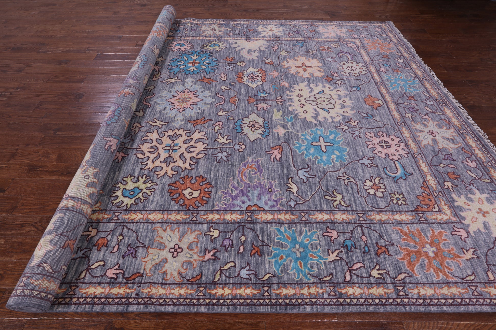 Grey Turkish Oushak Hand Knotted Wool Rug - 10' 0" X 14' 3" - Golden Nile