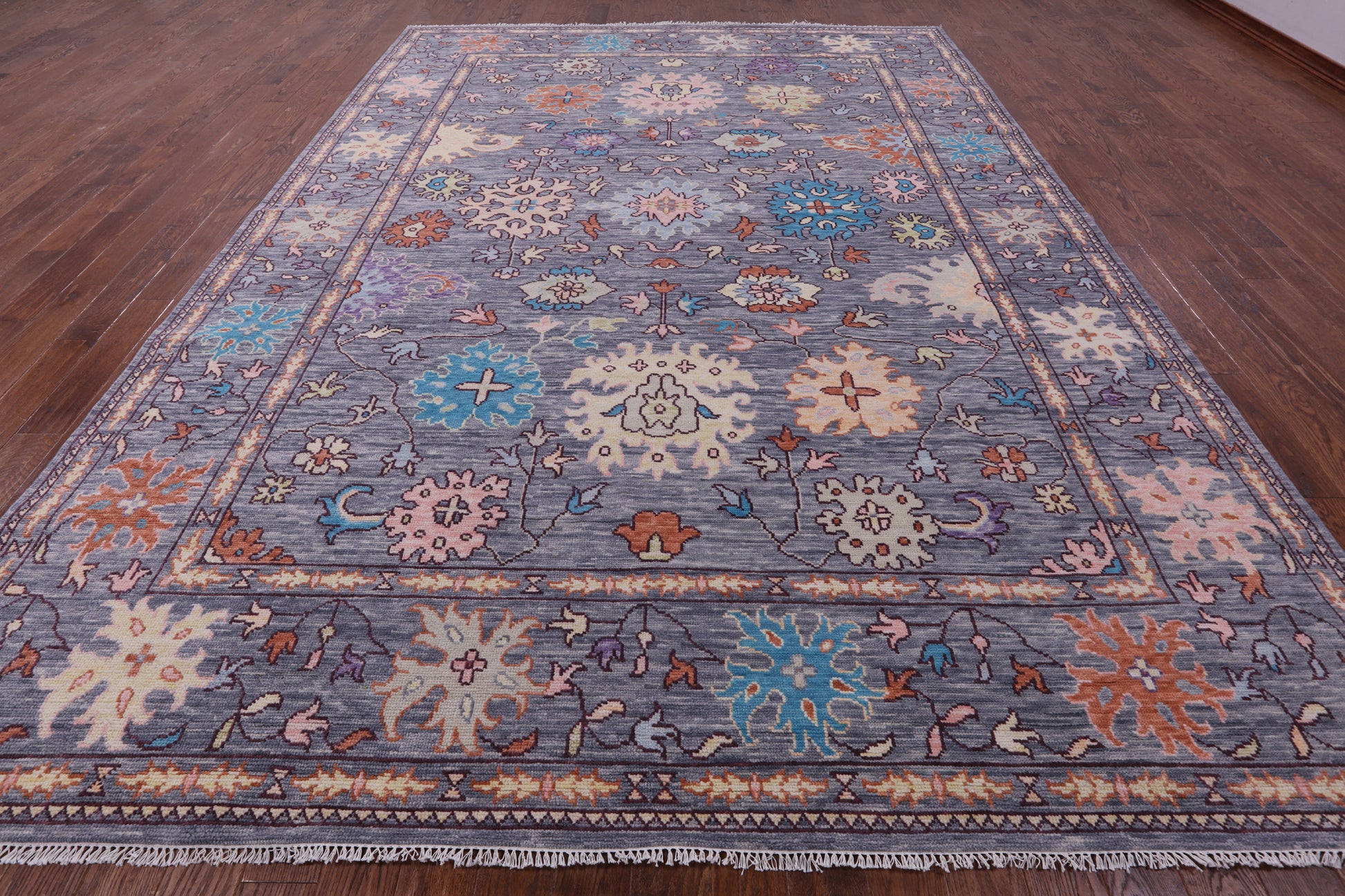Grey Turkish Oushak Hand Knotted Wool Rug - 10' 0" X 14' 3" - Golden Nile