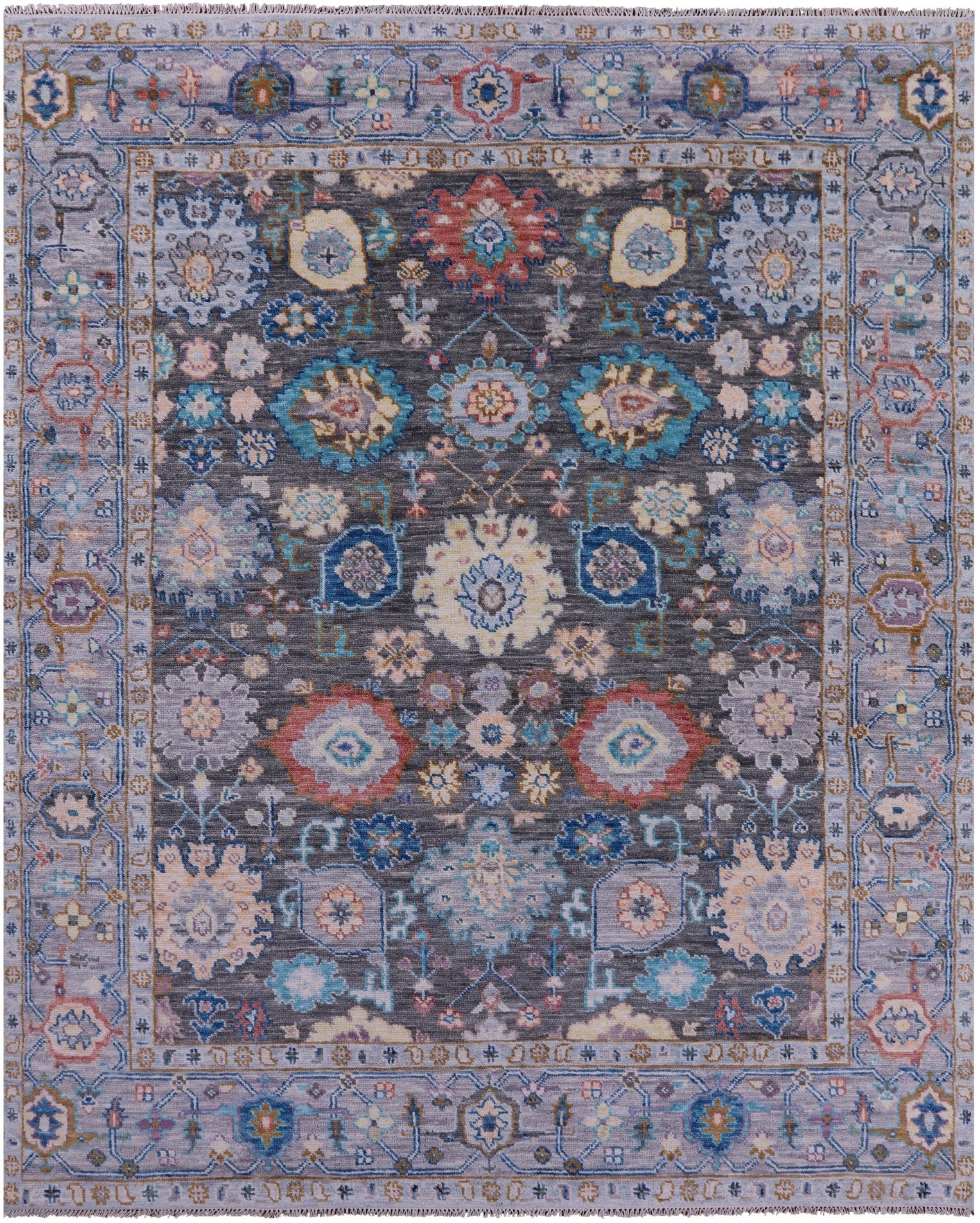 Grey Turkish Oushak Hand Knotted Wool Rug - 8' 3" X 10' 0" - Golden Nile