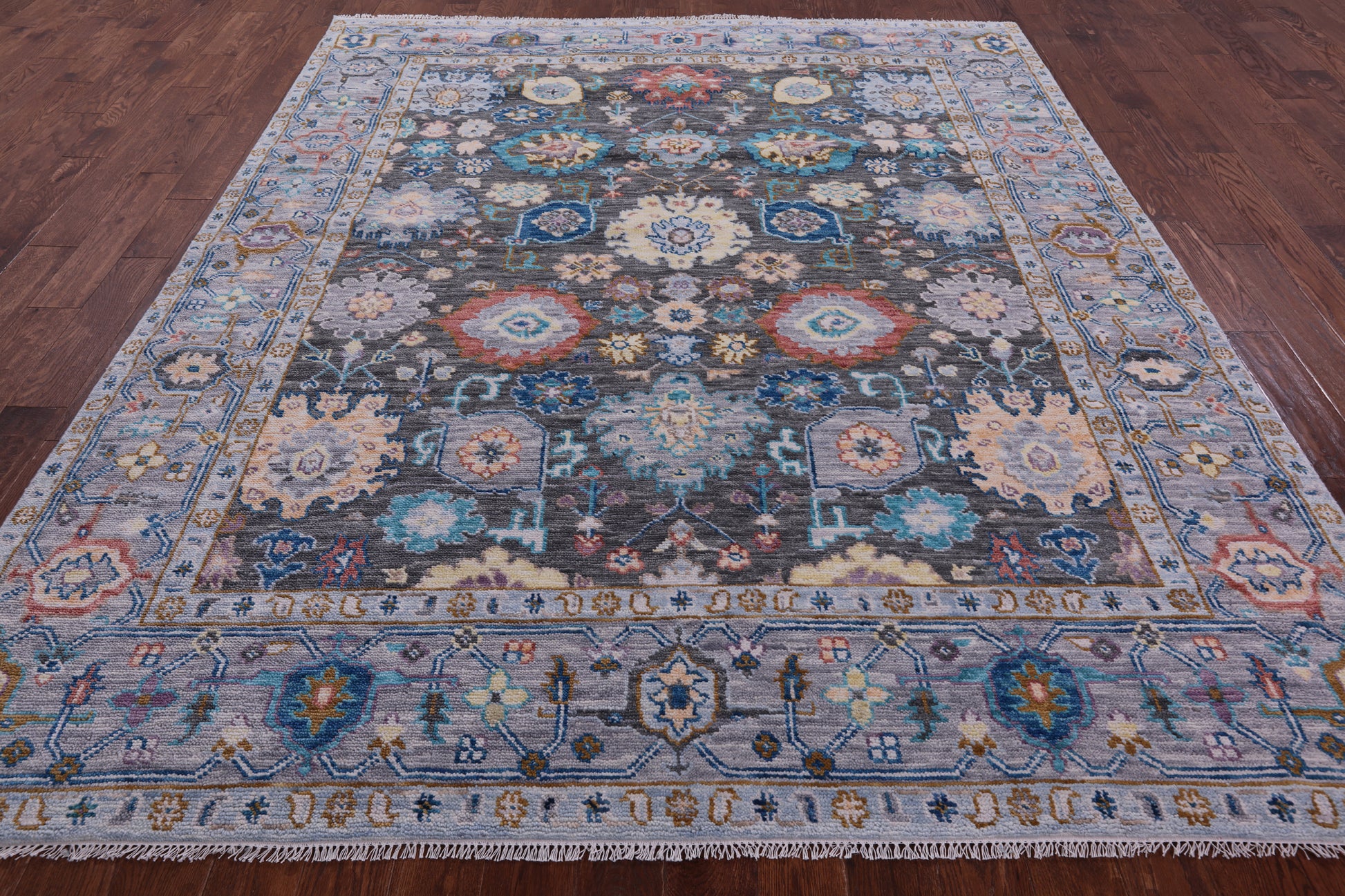 Grey Turkish Oushak Hand Knotted Wool Rug - 8' 3" X 10' 0" - Golden Nile