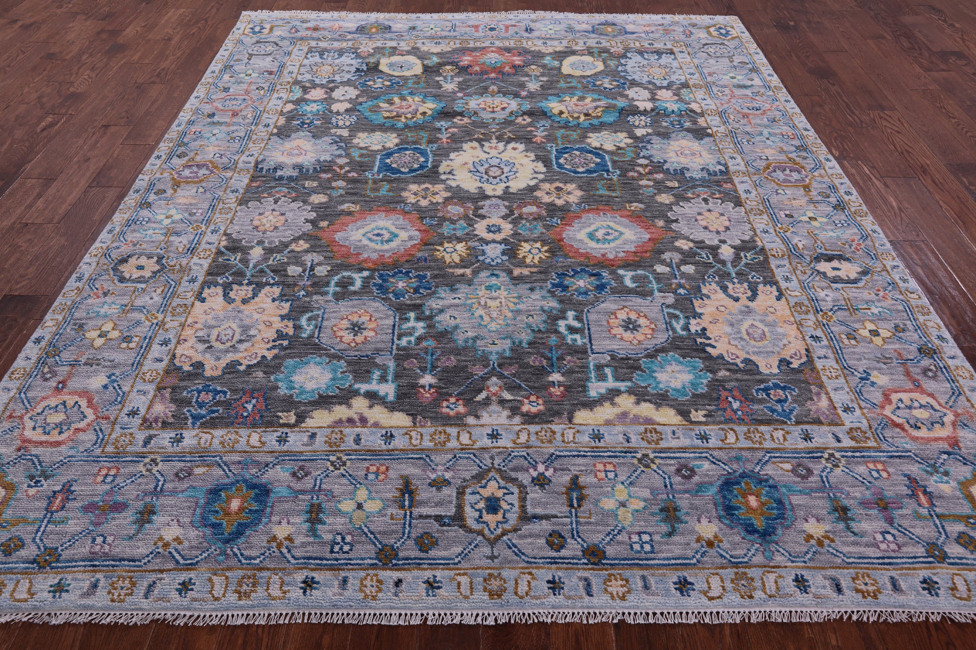Grey Turkish Oushak Hand Knotted Wool Rug - 8' 3" X 10' 0" - Golden Nile