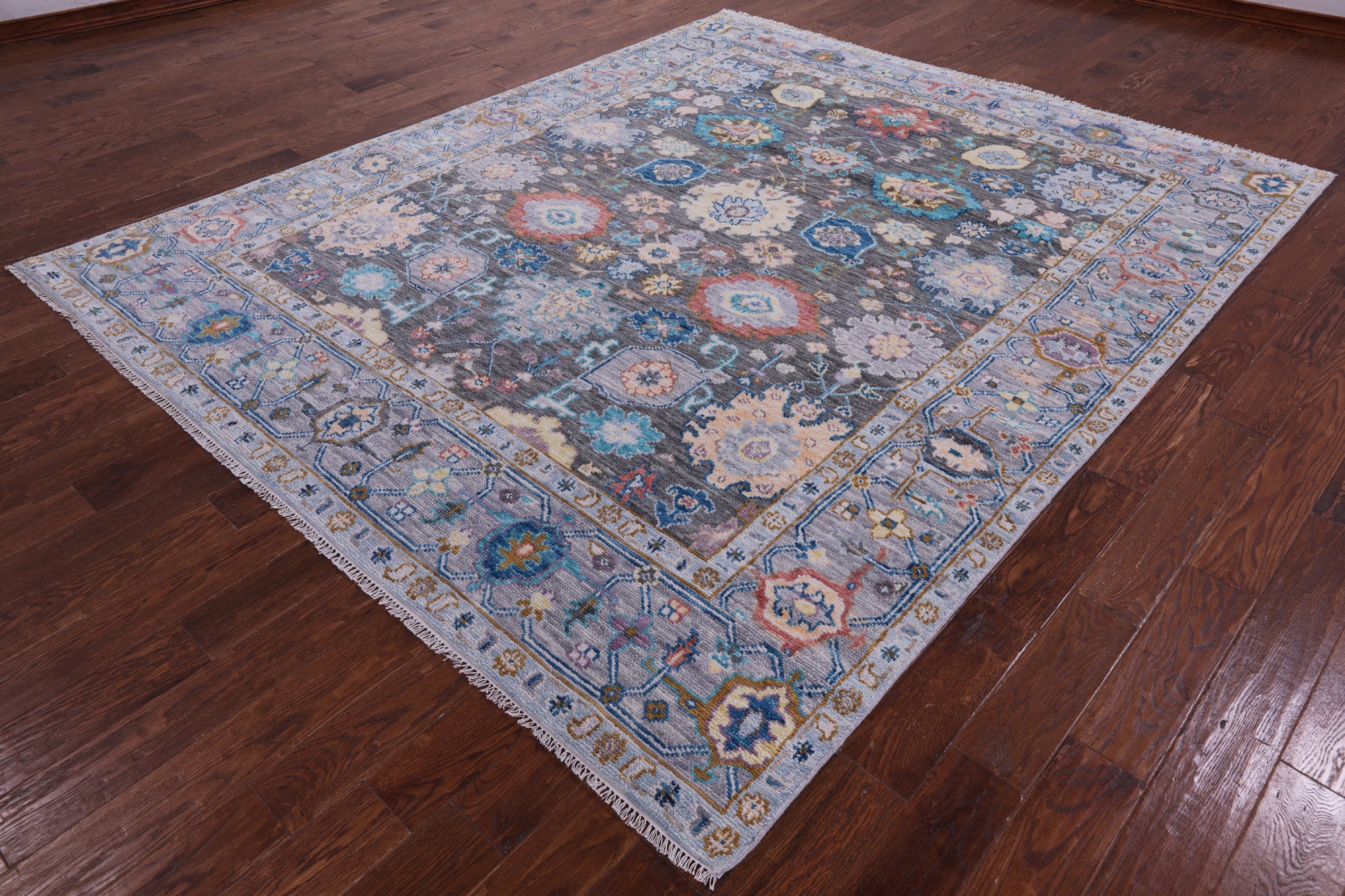 Grey Turkish Oushak Hand Knotted Wool Rug - 8' 3" X 10' 0" - Golden Nile