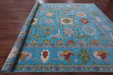 Blue Turkish Oushak Hand Knotted Wool Rug - 10' 6" X 13' 8" - Golden Nile