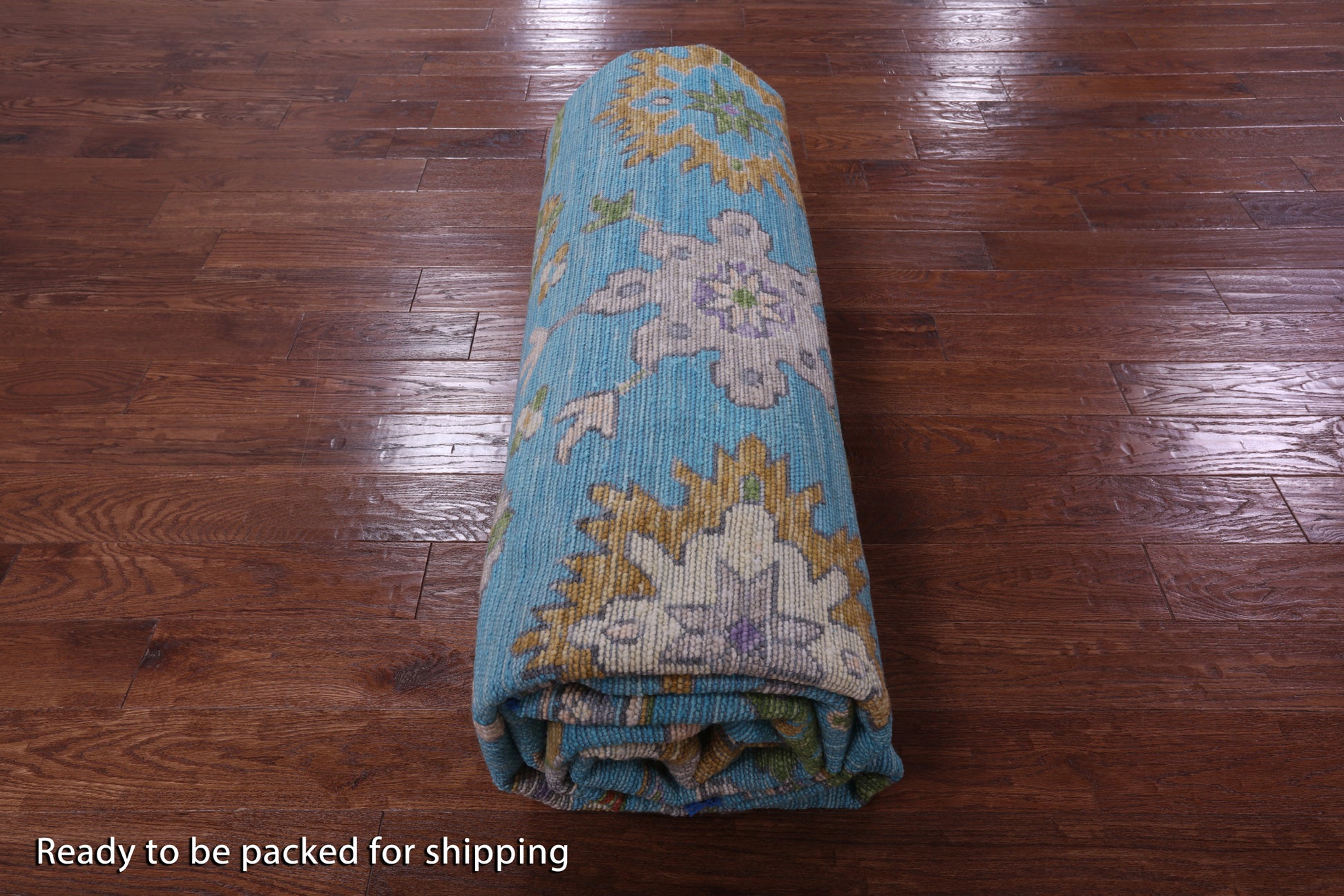Blue Turkish Oushak Hand Knotted Wool Rug - 10' 6" X 13' 8" - Golden Nile