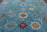 Blue Turkish Oushak Hand Knotted Wool Rug - 10' 6" X 13' 8" - Golden Nile