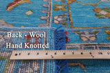 Blue Turkish Oushak Hand Knotted Wool Rug - 10' 6" X 13' 8" - Golden Nile