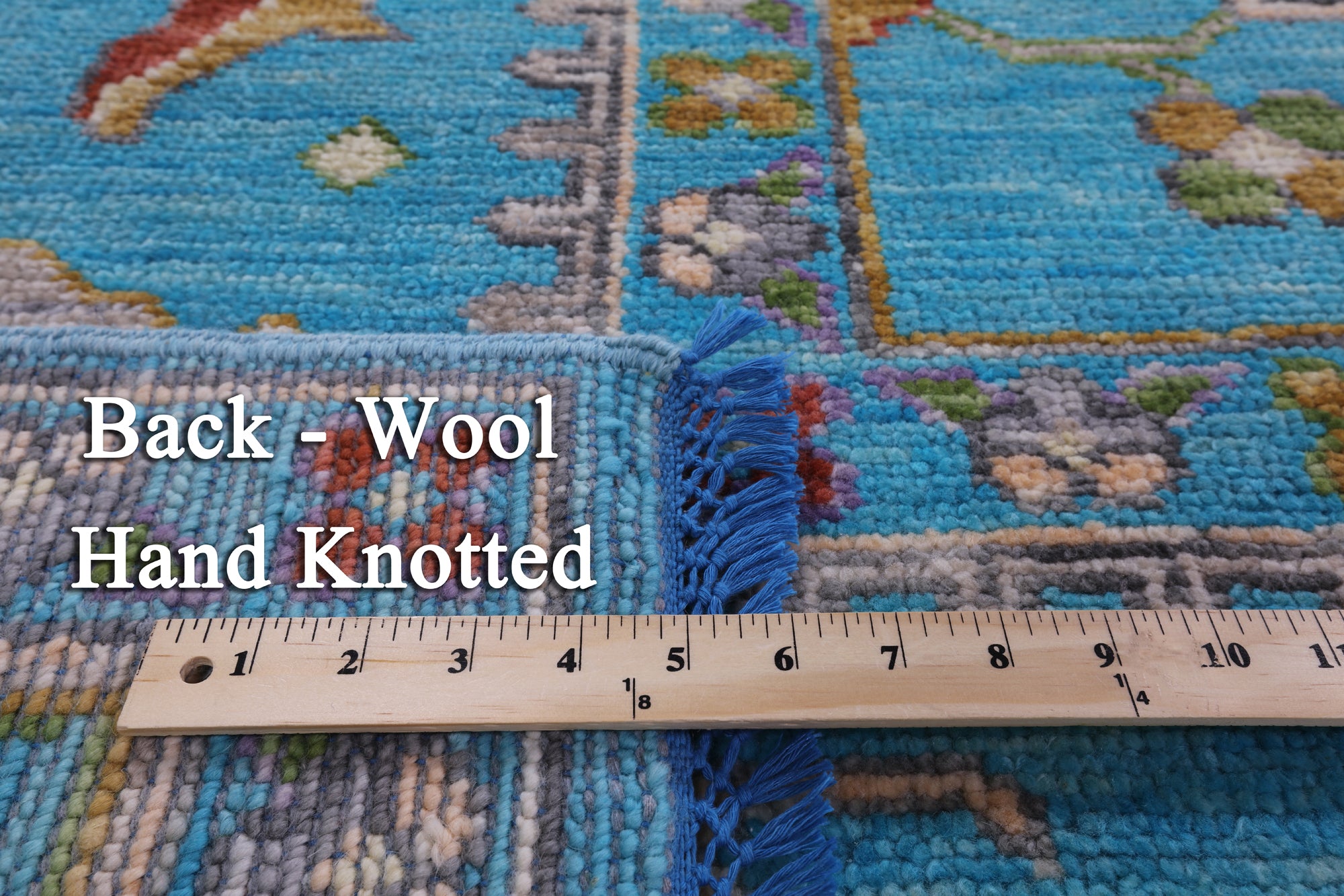 Blue Turkish Oushak Hand Knotted Wool Rug - 10' 6" X 13' 8" - Golden Nile