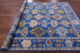 Blue Turkish Oushak Hand Knotted Wool Rug - 8' 0" X 9' 9" - Golden Nile