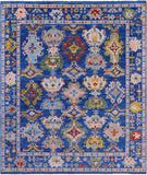 Blue Turkish Oushak Hand Knotted Wool Rug - 8' 0" X 9' 9" - Golden Nile
