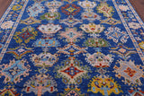 Blue Turkish Oushak Hand Knotted Wool Rug - 8' 0" X 9' 9" - Golden Nile