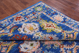 Blue Turkish Oushak Hand Knotted Wool Rug - 8' 0" X 9' 9" - Golden Nile