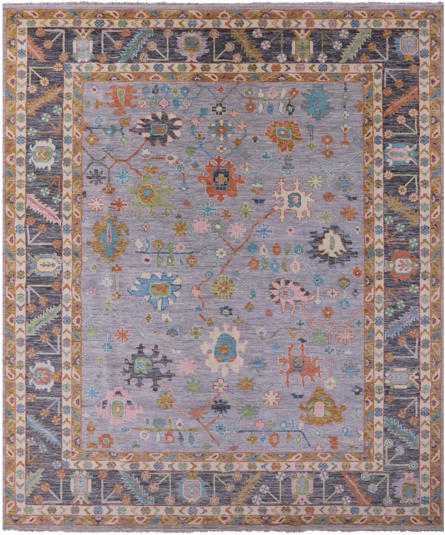 Grey Turkish Oushak Handmade Wool Rug - 12' 4" X 15' 0" - Golden Nile