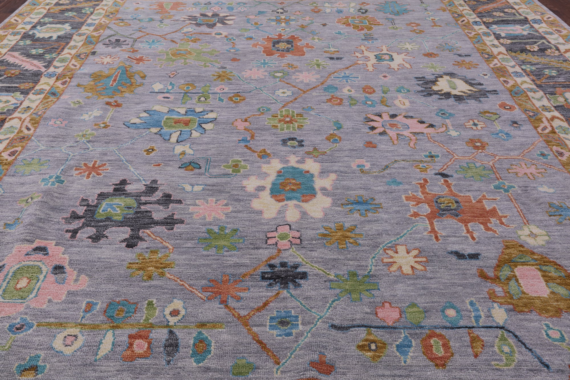 Grey Turkish Oushak Handmade Wool Rug - 12' 4" X 15' 0" - Golden Nile