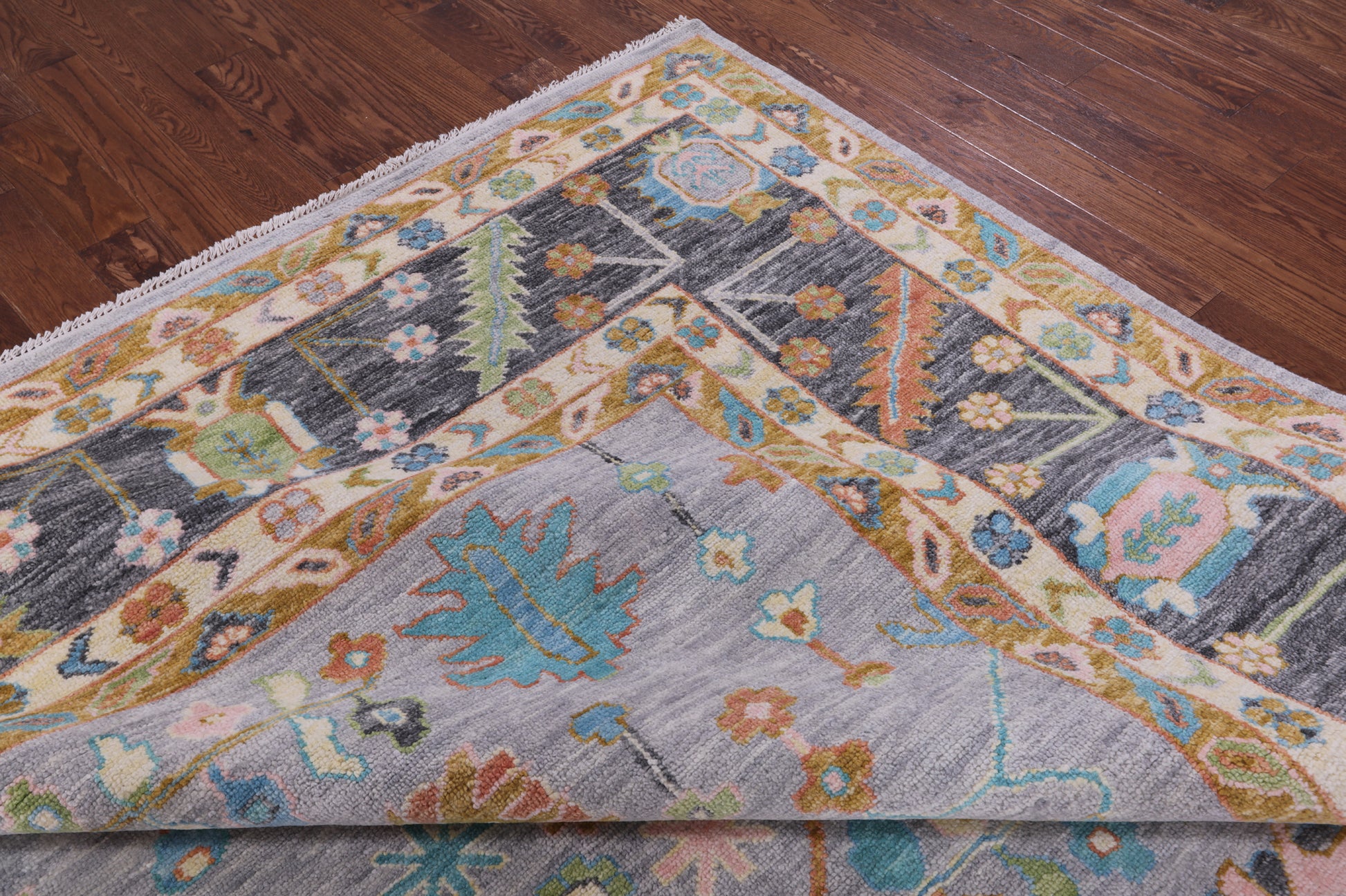 Grey Turkish Oushak Handmade Wool Rug - 12' 4" X 15' 0" - Golden Nile