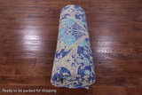 Blue William Morris Hand Knotted Wool Rug - 11' 11" X 15' 0" - Golden Nile
