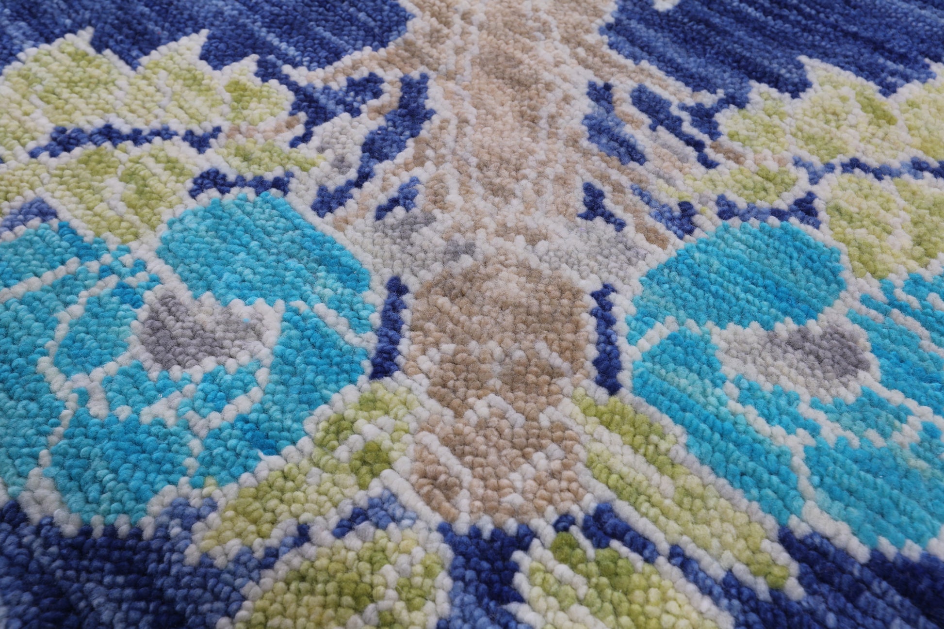Blue William Morris Hand Knotted Wool Rug - 11' 11" X 15' 0" - Golden Nile