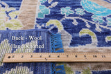 Blue William Morris Hand Knotted Wool Rug - 11' 11" X 15' 0" - Golden Nile