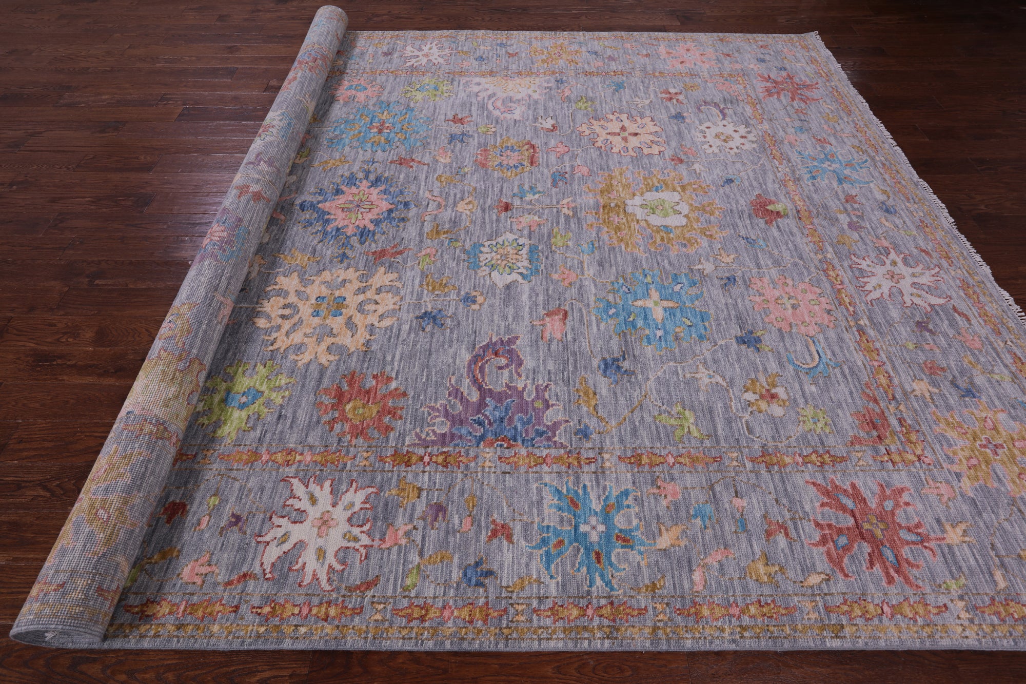 Grey Turkish Oushak Handmade Wool Rug - 9' 10" X 14' 2" - Golden Nile