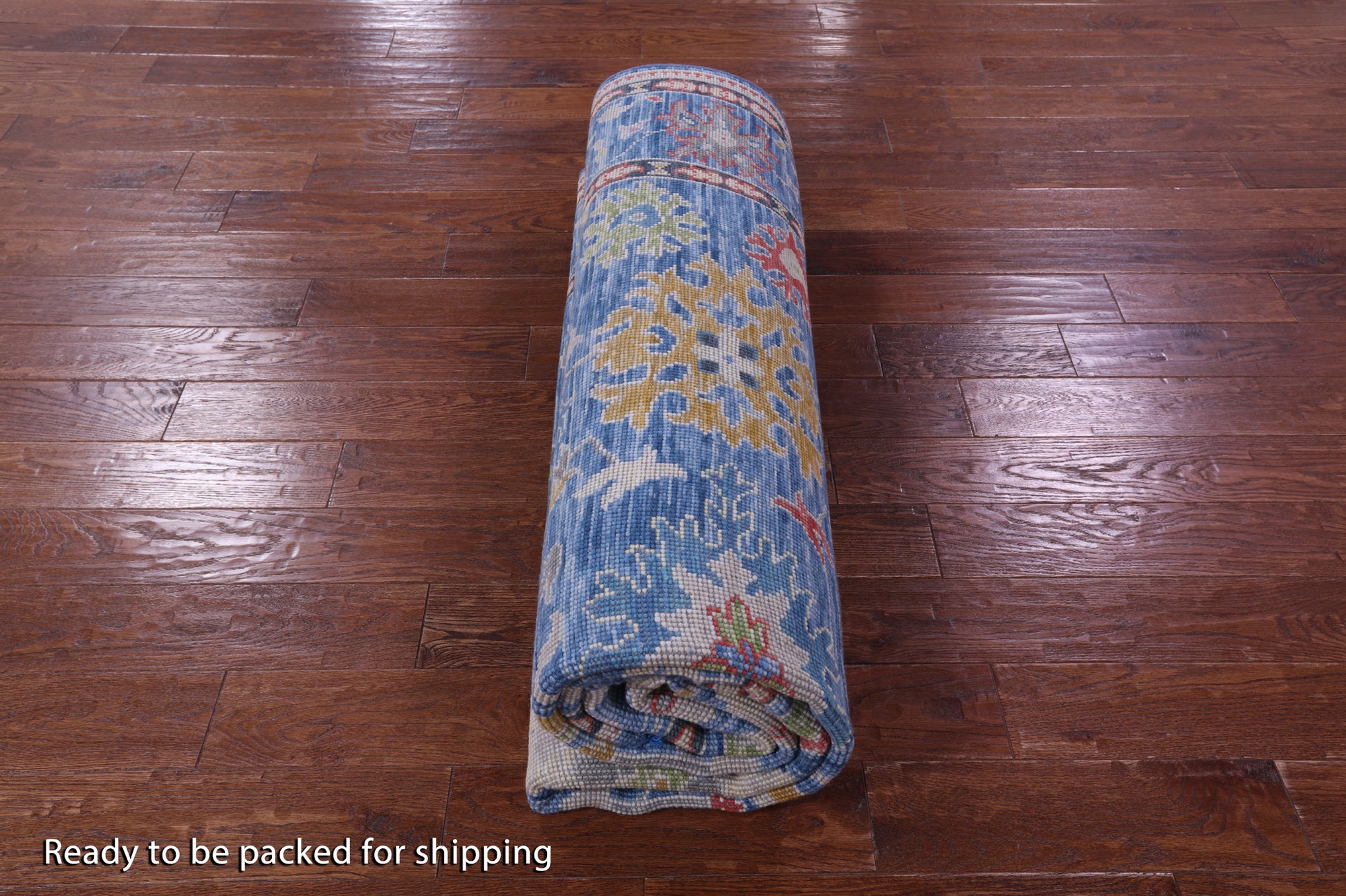 Blue Turkish Oushak Hand Knotted Wool Rug - 7' 11" X 9' 9" - Golden Nile