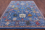Blue Turkish Oushak Hand Knotted Wool Rug - 7' 11" X 9' 9" - Golden Nile