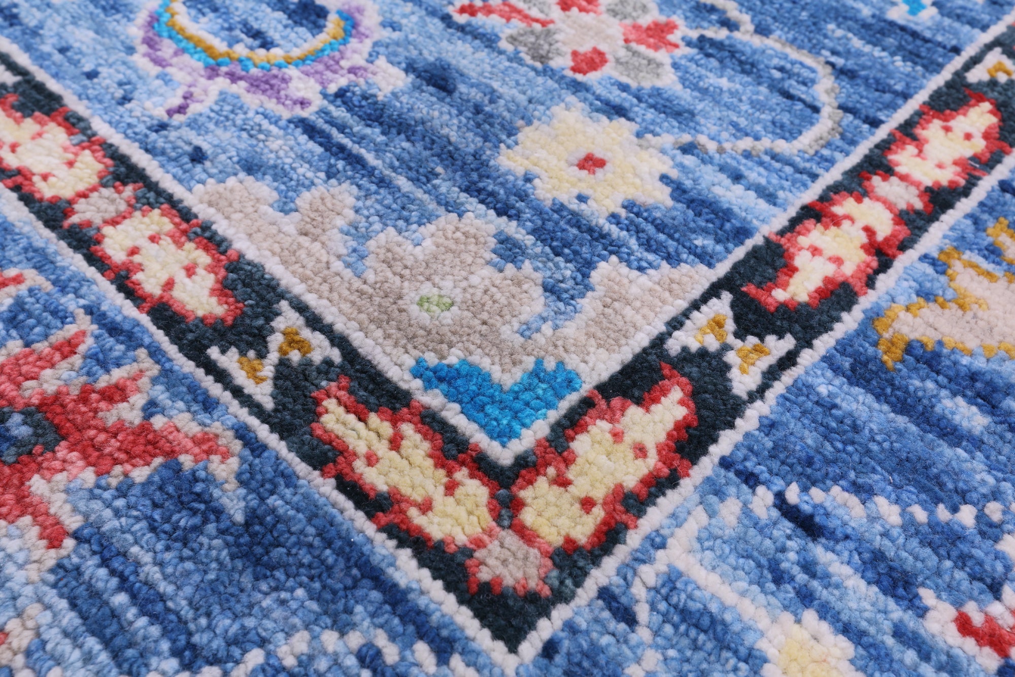 Blue Turkish Oushak Hand Knotted Wool Rug - 7' 11" X 9' 9" - Golden Nile
