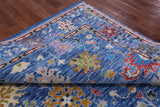 Blue Turkish Oushak Hand Knotted Wool Rug - 7' 11" X 9' 9" - Golden Nile
