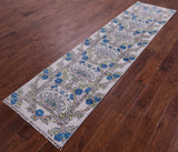 Ivory William Morris Hand Knotted Wool Runner Rug - 2' 6" X 9' 11" - Golden Nile