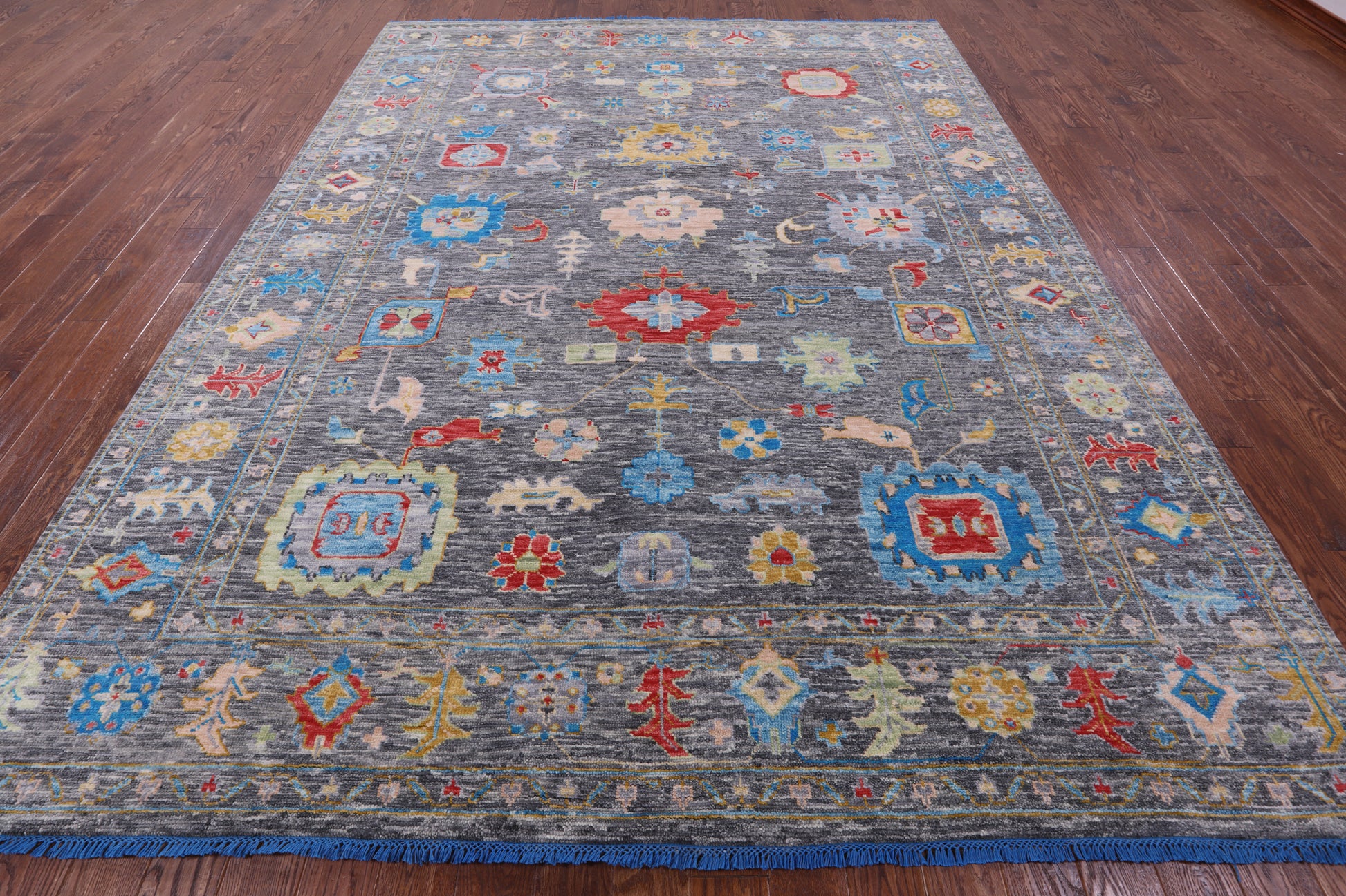 Grey Turkish Oushak Hand Knotted Wool Rug - 8' 11" X 11' 11" - Golden Nile
