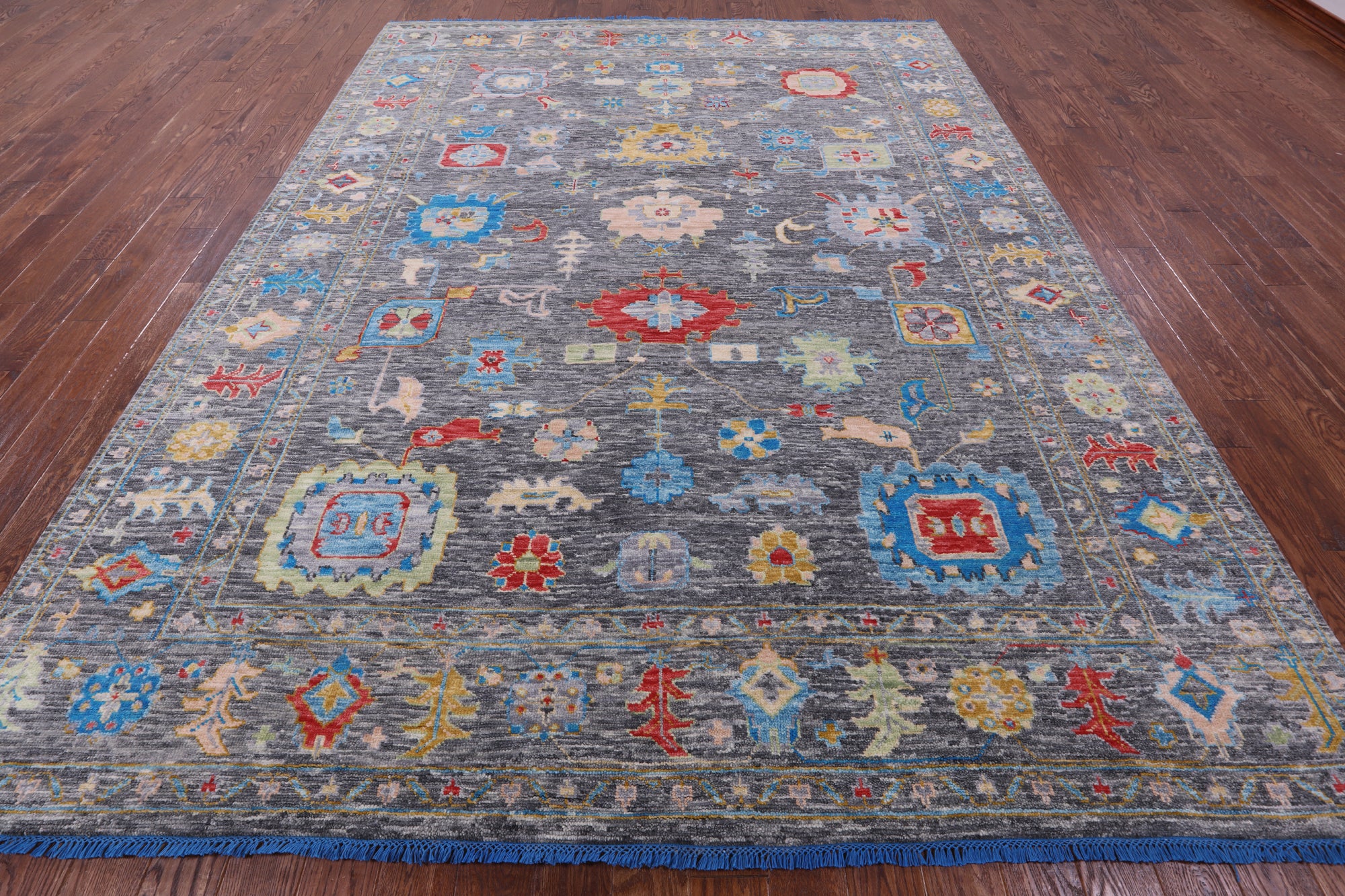 Grey Turkish Oushak Hand Knotted Wool Rug - 8' 11" X 11' 11" - Golden Nile