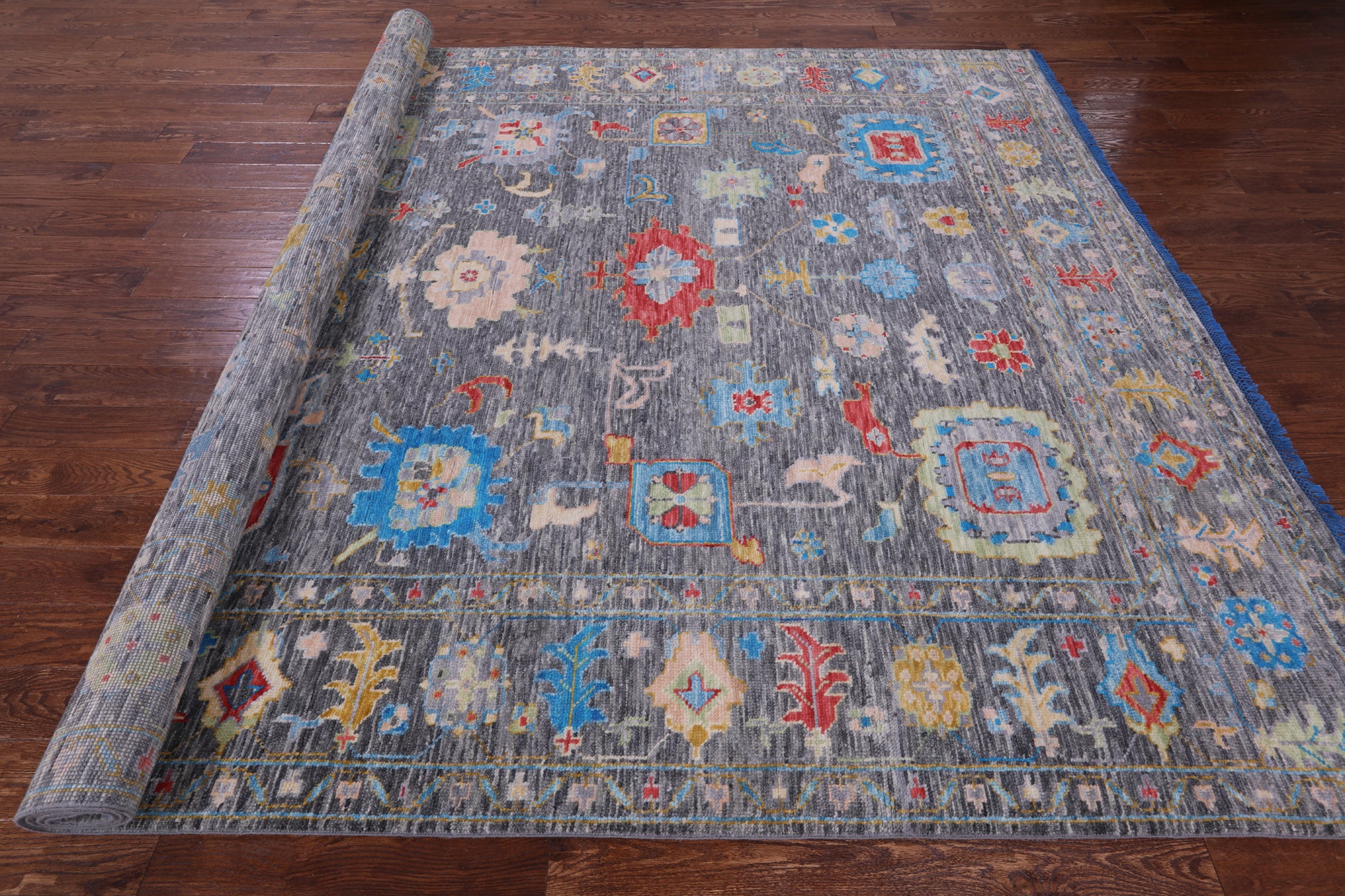 Grey Turkish Oushak Hand Knotted Wool Rug - 8' 11" X 11' 11" - Golden Nile