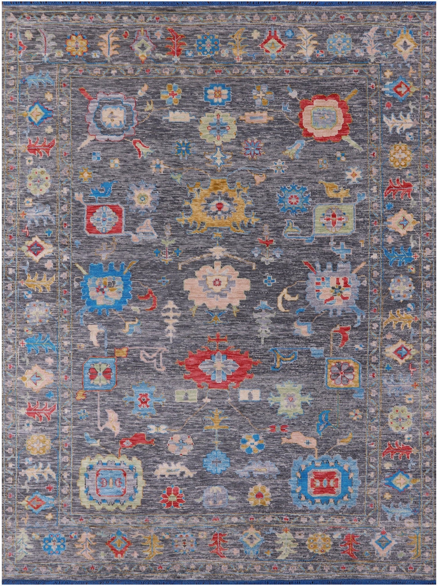 Grey Turkish Oushak Hand Knotted Wool Rug - 8' 11" X 11' 11" - Golden Nile