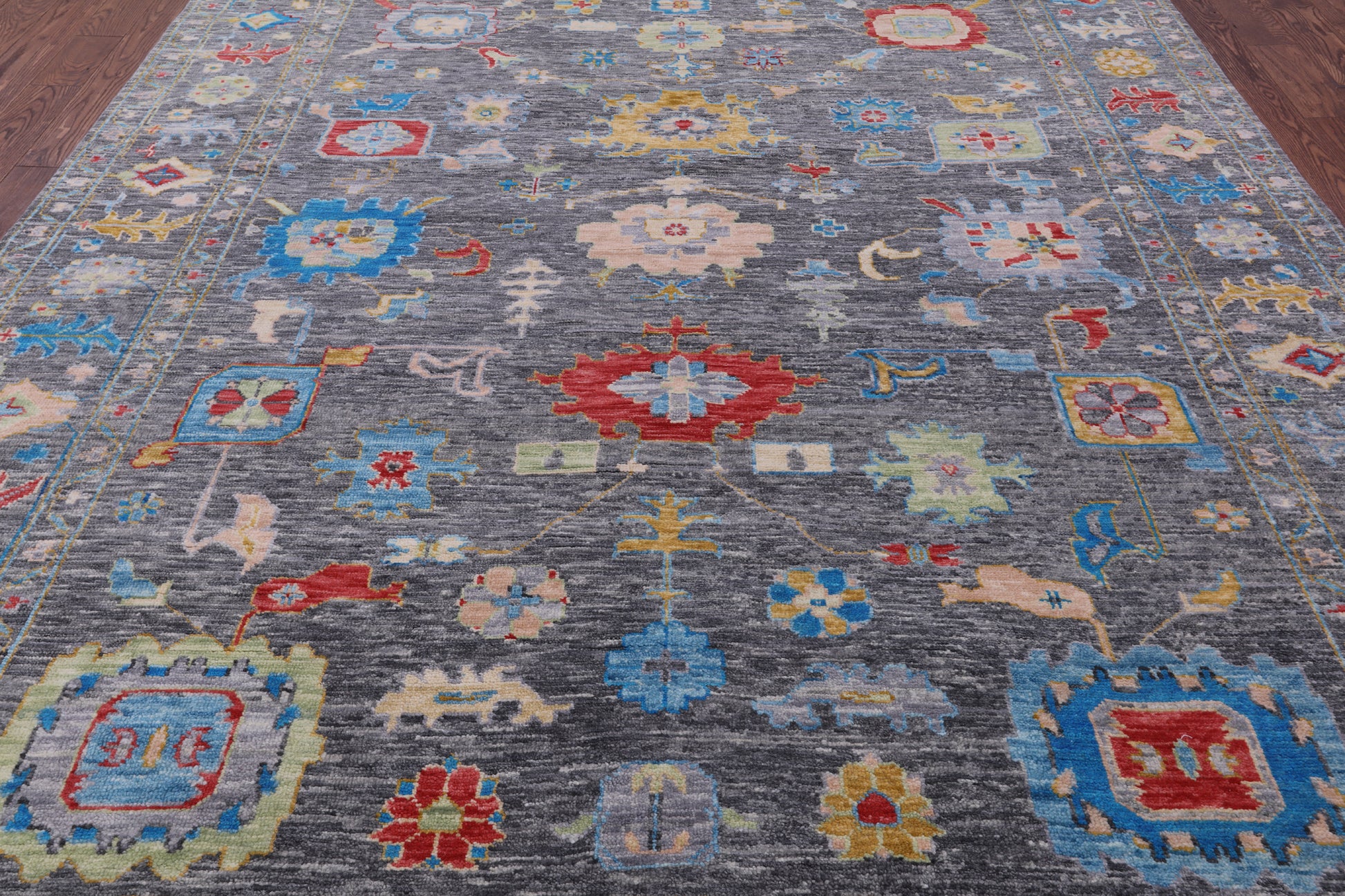 Grey Turkish Oushak Hand Knotted Wool Rug - 8' 11" X 11' 11" - Golden Nile