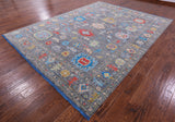 Grey Turkish Oushak Hand Knotted Wool Rug - 8' 11" X 11' 11" - Golden Nile