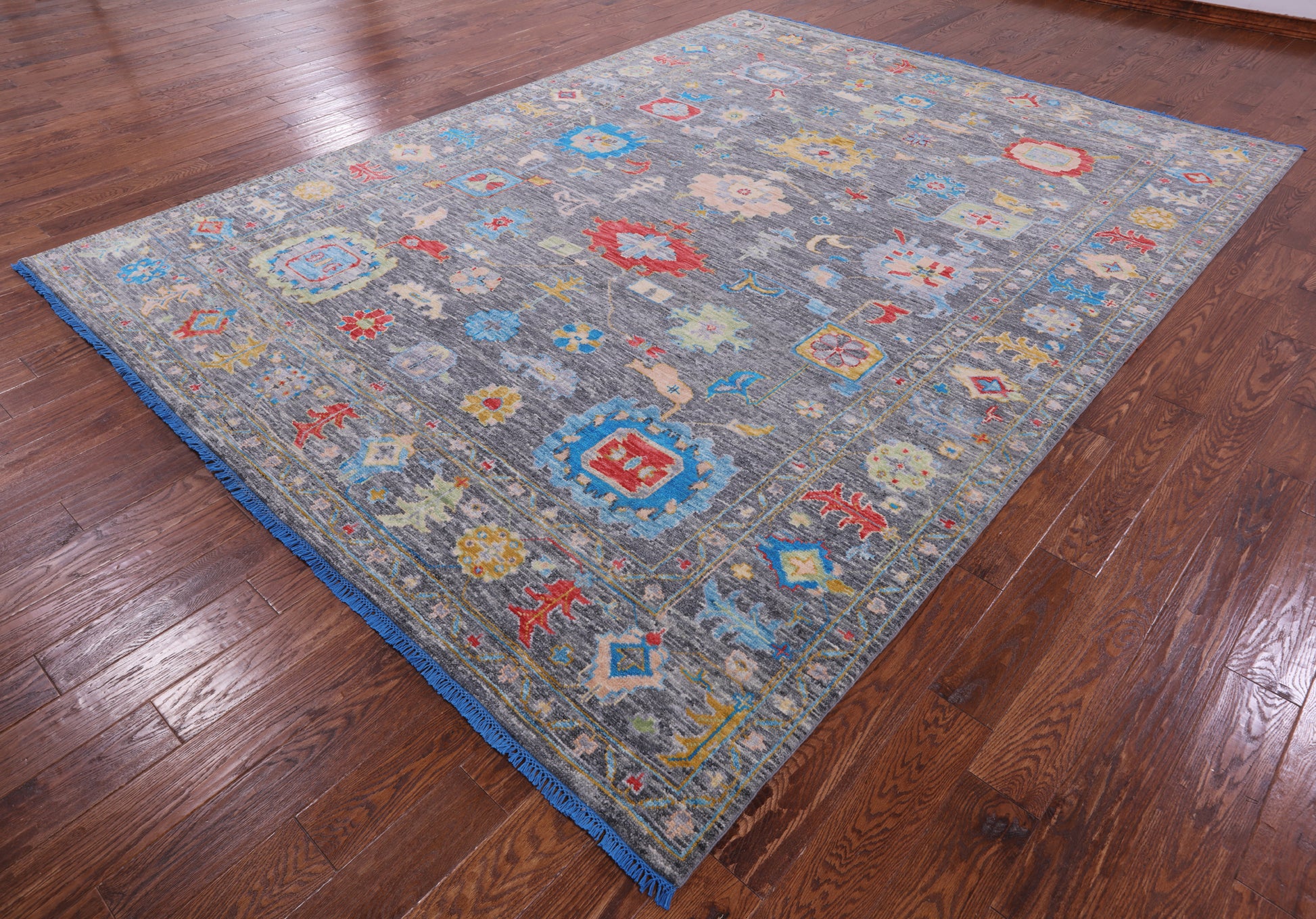 Grey Turkish Oushak Hand Knotted Wool Rug - 8' 11" X 11' 11" - Golden Nile