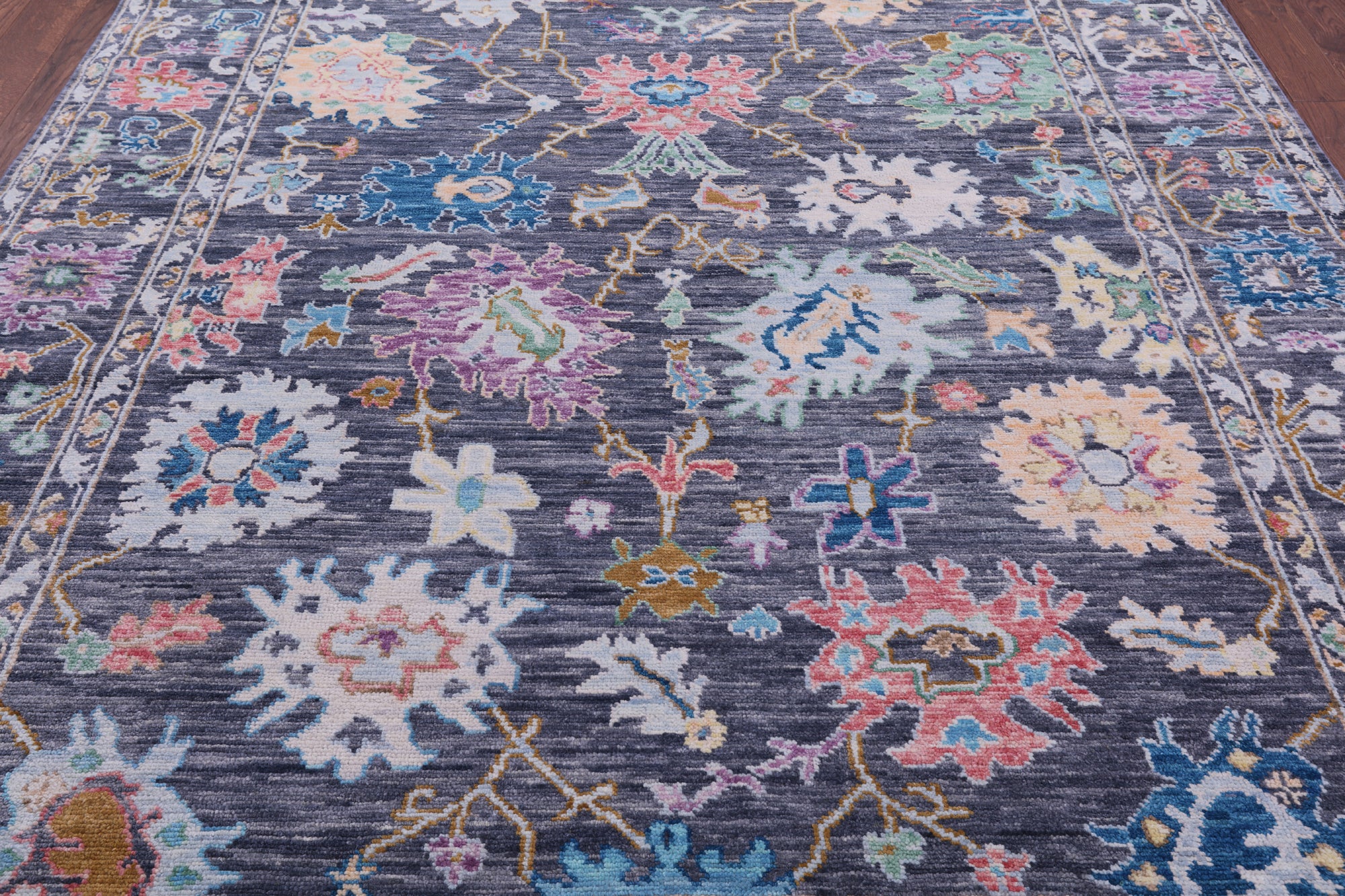 Grey Turkish Oushak Hand Knotted Wool Rug - 8' 1" X 9' 11" - Golden Nile