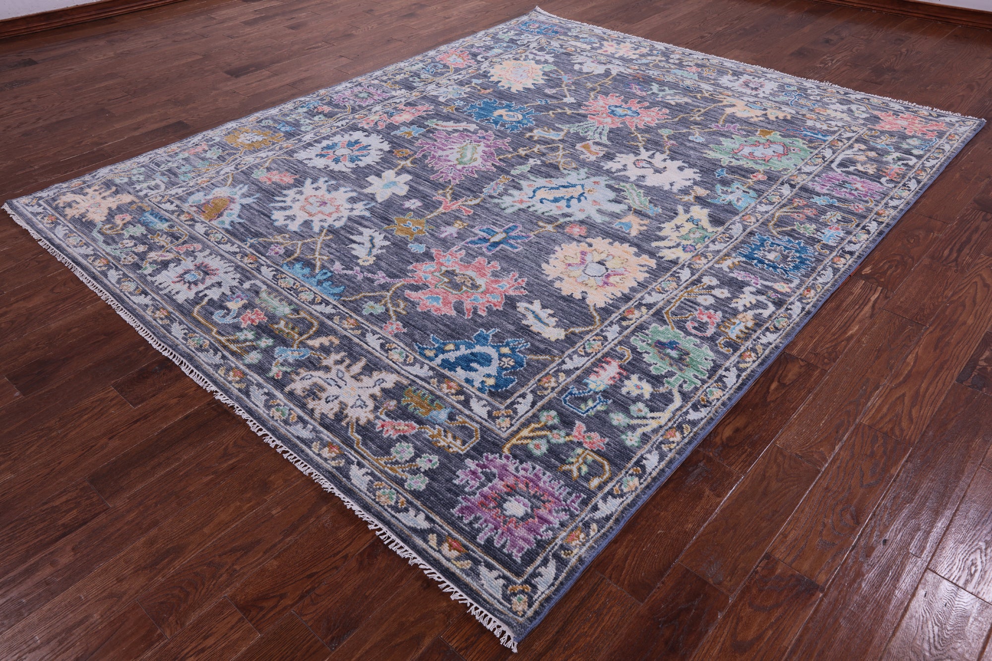 Grey Turkish Oushak Hand Knotted Wool Rug - 8' 1" X 9' 11" - Golden Nile