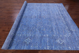 Blue Persian Hand Knotted Wool & Silk Rug - 9' 1" X 11' 10" - Golden Nile