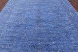 Blue Persian Hand Knotted Wool & Silk Rug - 9' 1" X 11' 10" - Golden Nile