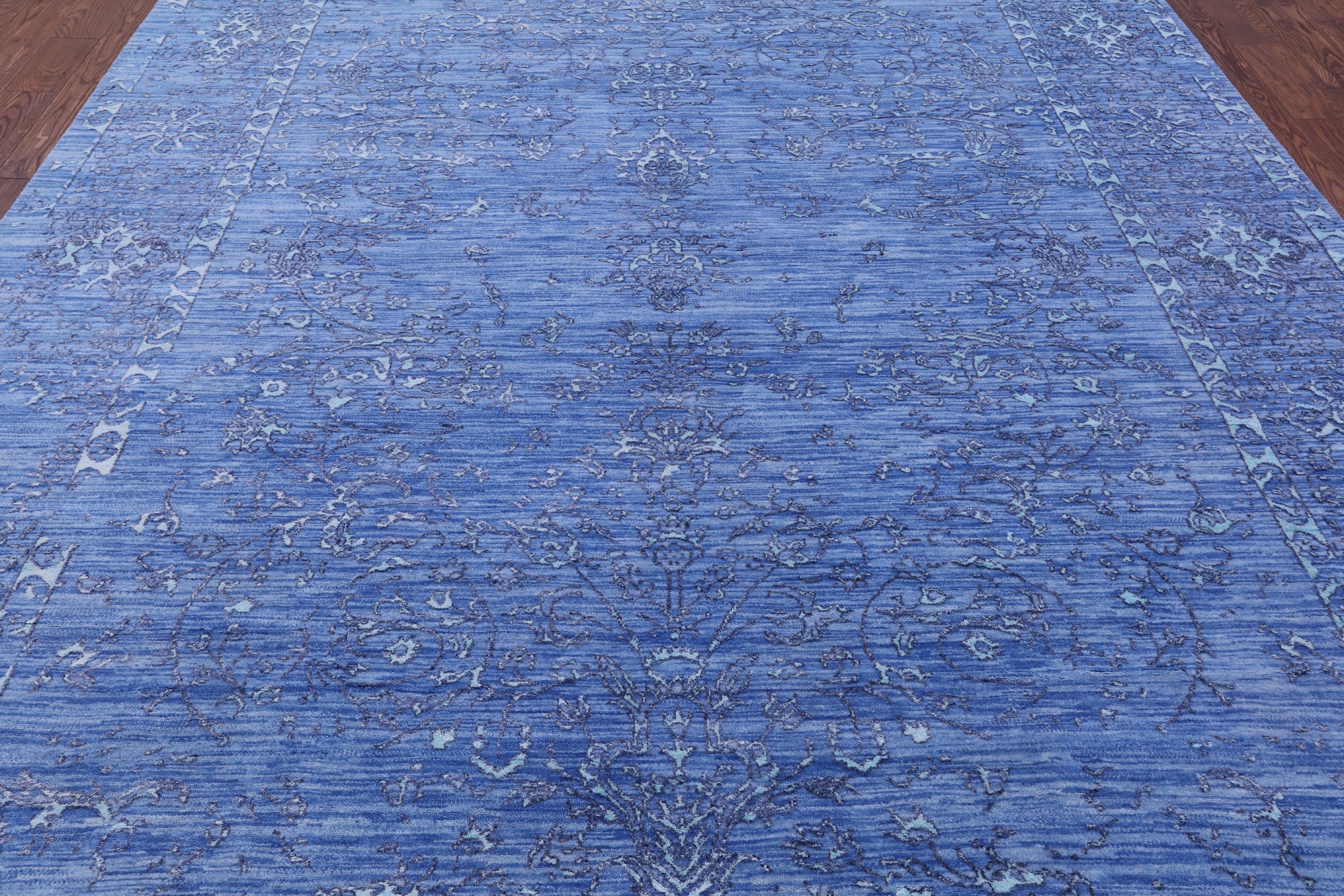 Blue Persian Hand Knotted Wool & Silk Rug - 9' 1" X 11' 10" - Golden Nile
