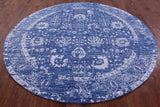 Blue Round Persian Handmade Wool & Silk Rug - 8' 0" X 8' 0" - Golden Nile