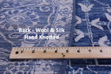 Blue Round Persian Handmade Wool & Silk Rug - 8' 0" X 8' 0" - Golden Nile
