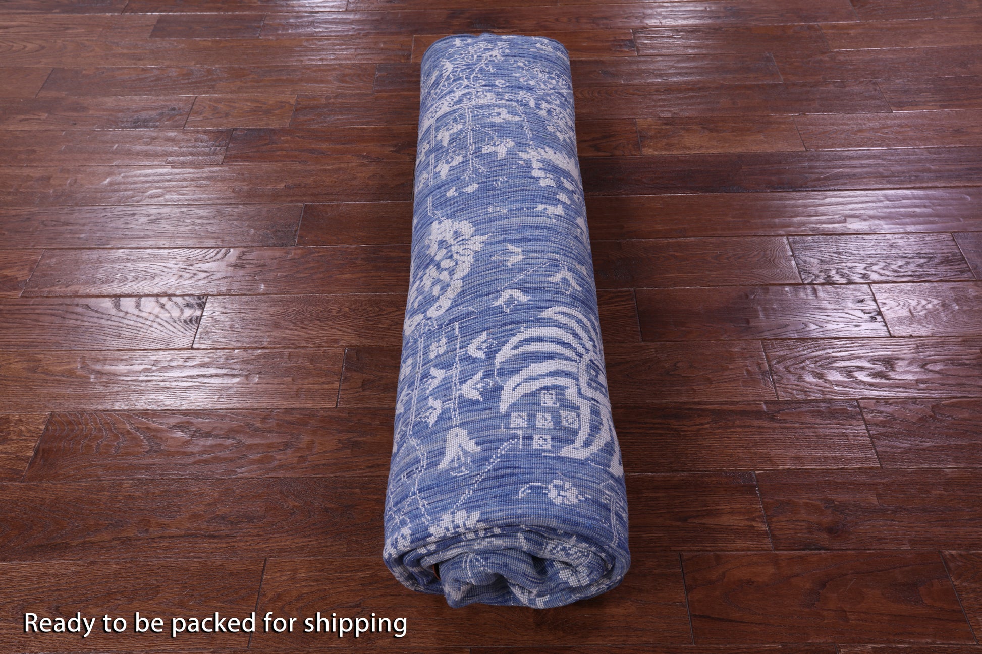 Blue Round Persian Handmade Wool & Silk Rug - 8' 0" X 8' 0" - Golden Nile