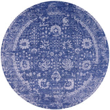 Blue Round Persian Handmade Wool & Silk Rug - 8' 0" X 8' 0" - Golden Nile