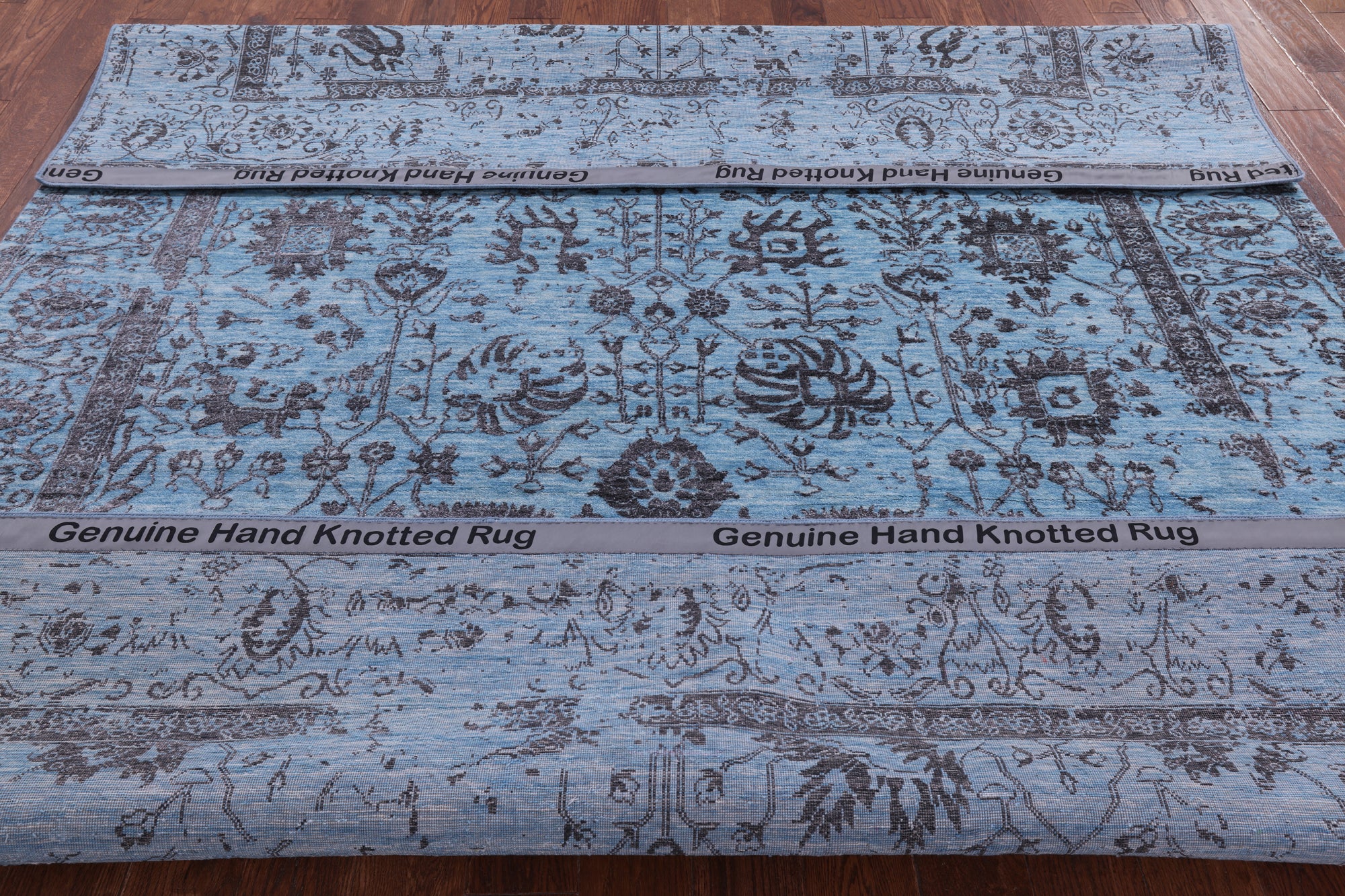 Blue Persian Handmade Wool & Silk Rug - 8' 0" X 10' 2" - Golden Nile
